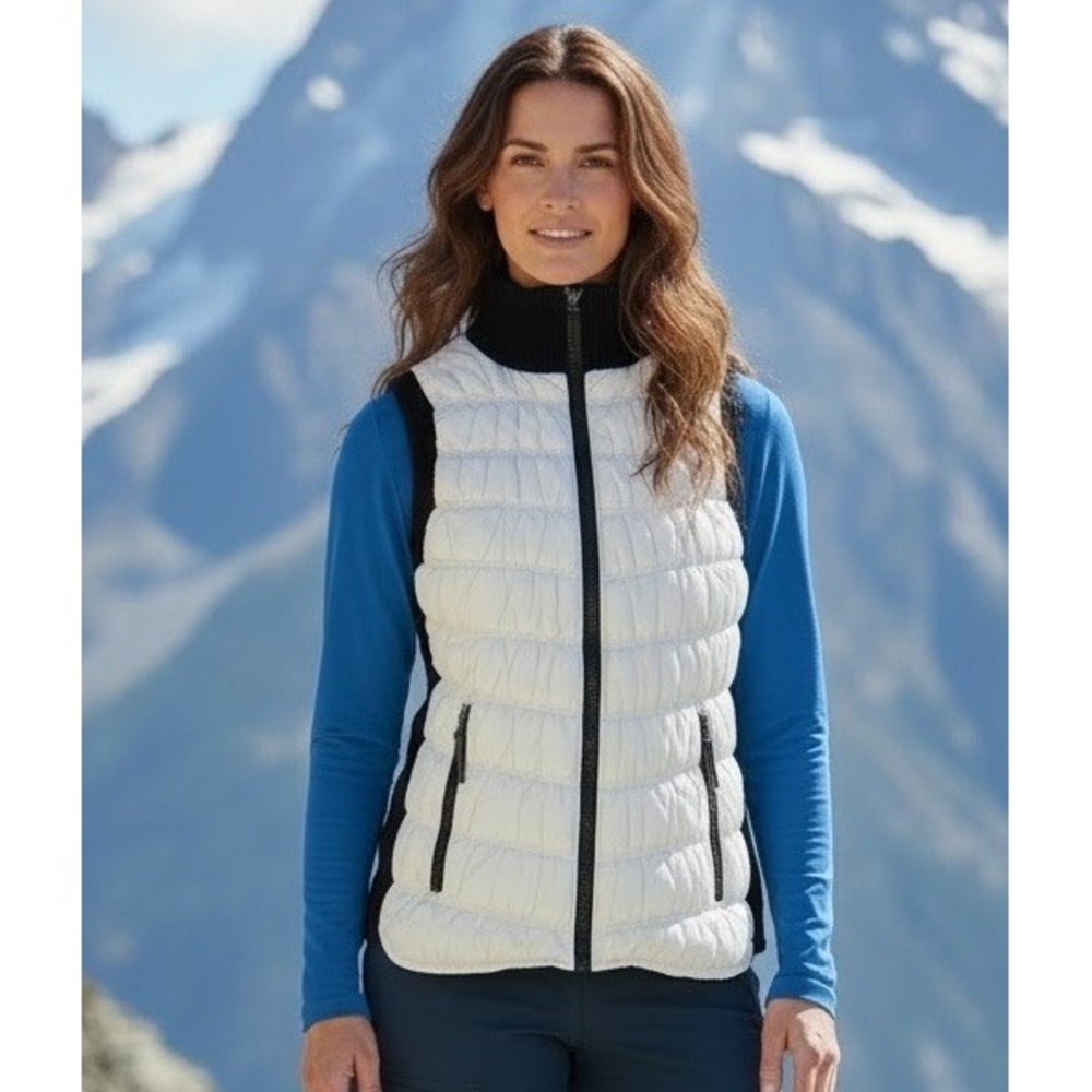 Calvin Klein Performance Women's Puffer Vest White Black Full Zip Size Small